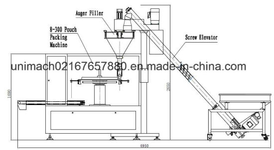 Un8-300-P Rotary Pouch Packing Line for Powder